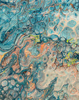 Abstract wallpaper – Fluid blue and sand marbling