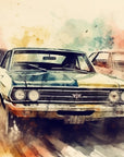 Papier peint vintage – Voitures classiques en aquarelle