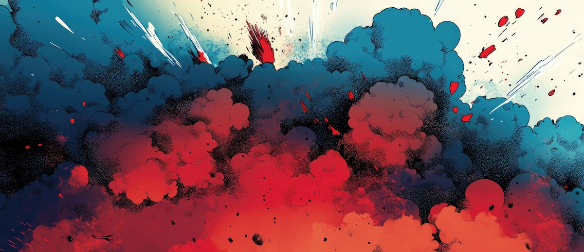 Papier peint pop art - nuage de fumée colorée style bd