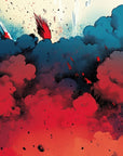 Papier peint pop art - nuage de fumée colorée style bd