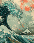 Papier peint nature - grande vague japonaise et carpe koï