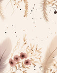 Papier peint boho - pluie de fines plumes légères beige