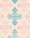 Papier Peint Baroque - Bleu Et Rose