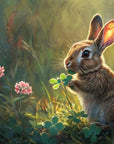 Papier peint animaux - lapin sur l'herbe au printemps