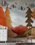 Papier peint enfants - forêt d'automne aux couleurs chaudes