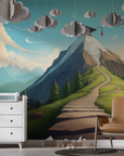Papier peint enfants - chemin vers le sommet de la montagne