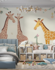 Kids Wallpaper - Loving Giraffes and Cherry Blossoms