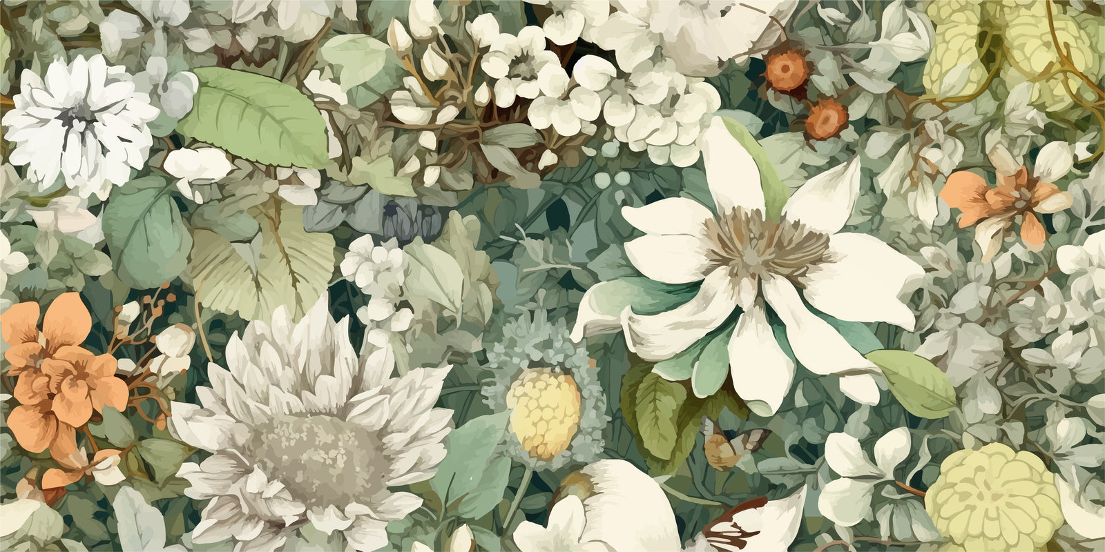 Papier peint fleuri - bouquet rétro d'anémones