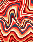 Papier peint rétro - lignes fluides psychédéliques rouges