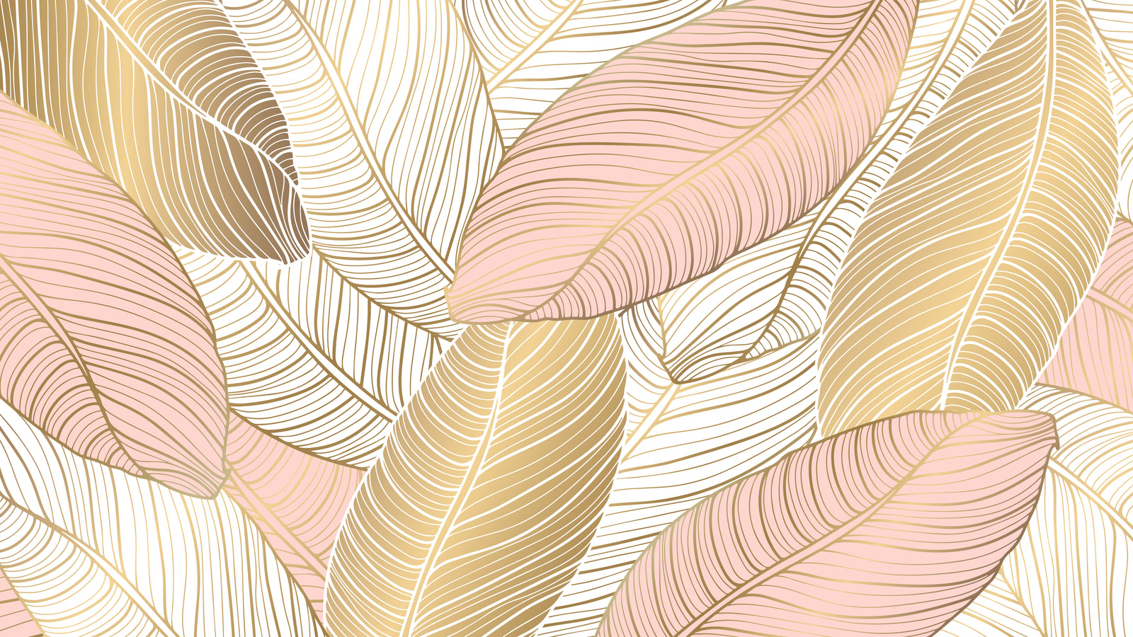 Botanical wallpaper – Graphic foliage in beige and powder pink