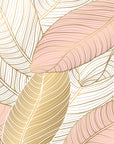 Botanical wallpaper – Graphic foliage in beige and powder pink