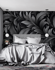 Floral Wallpaper - Grey and Black Fleur-de-Lis