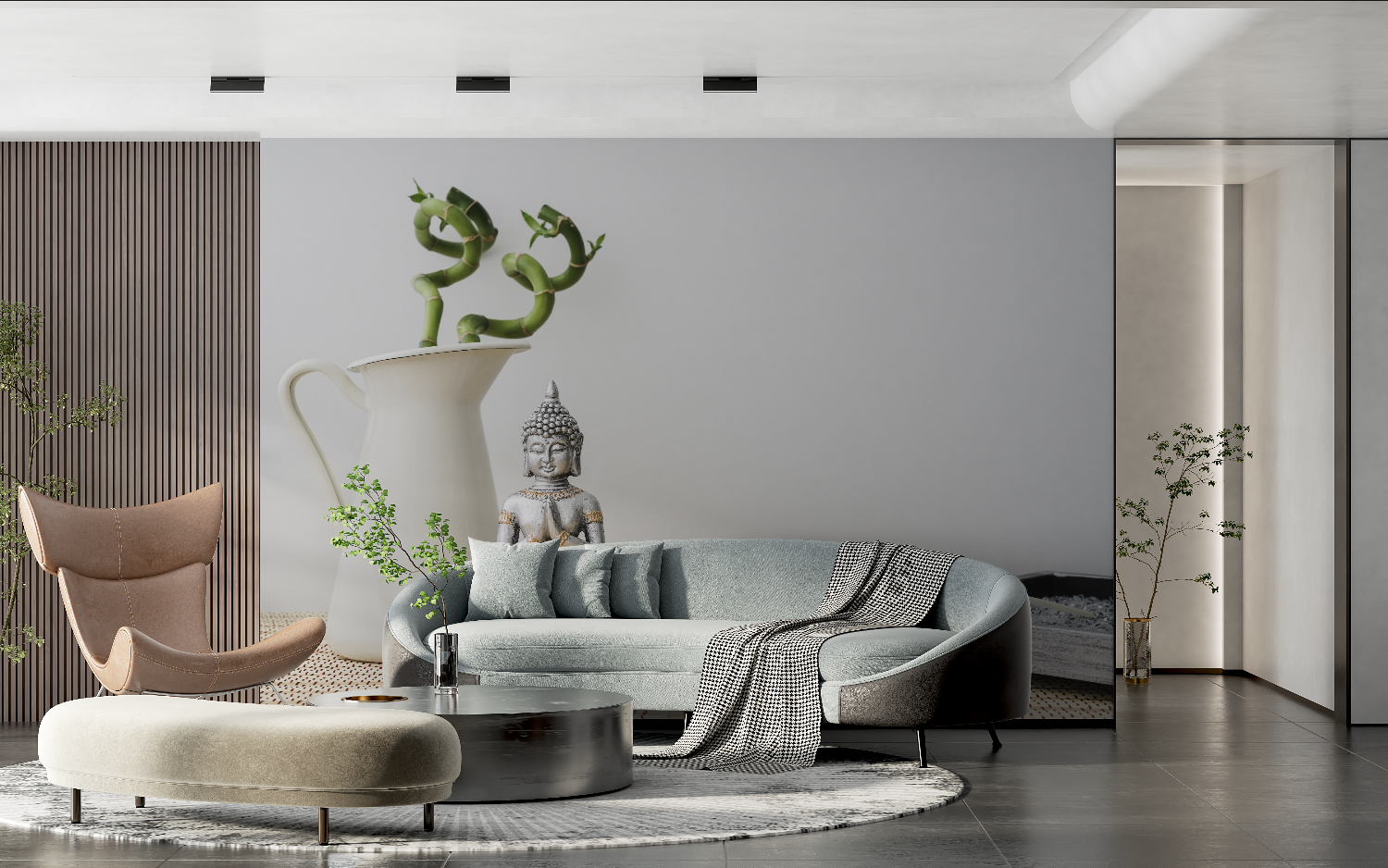 Japanese Wallpaper - Buddha Statue and White Zen Decor