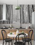 Forest Wallpaper - Black Bamboo on White Background