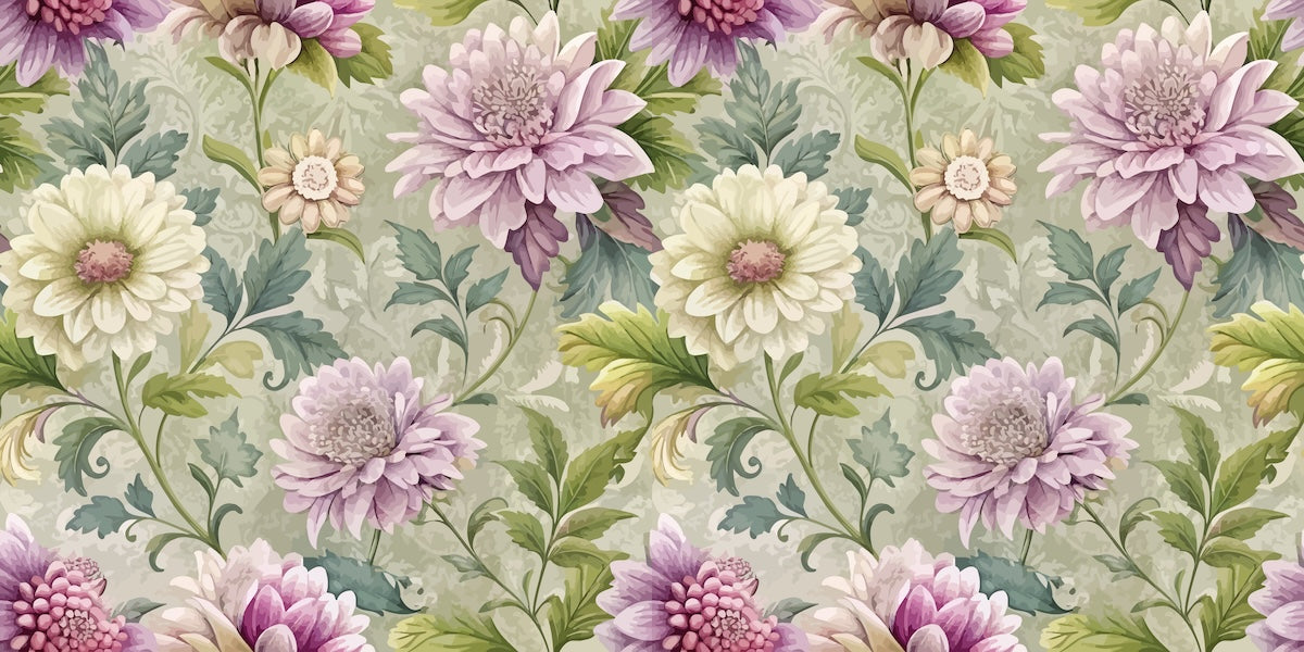 Papier peint fleuri - tapisserie pivoines lilas