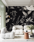 Floral Wallpaper - Wild Garden Black and White