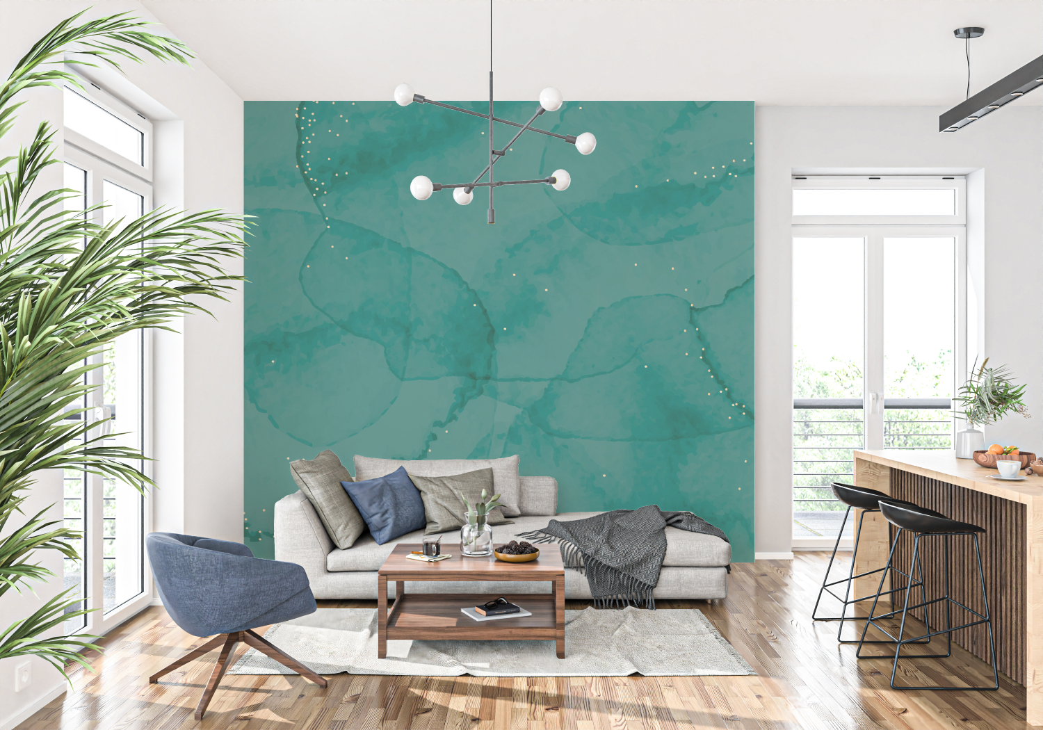 Abstract Wallpaper - Watercolor Texture and Golden Dots