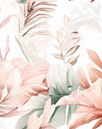 Papier peint fleuri - feuillage tropical pastel