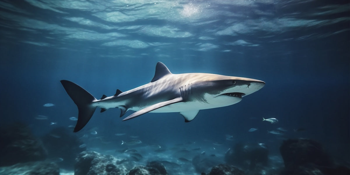 Papier peint animaux - requin blanc dans l'océan azur