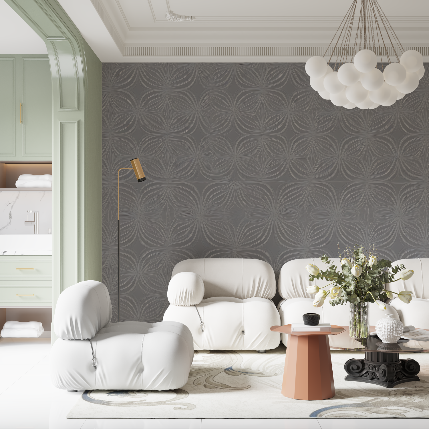 Papier Peint Art & Déco - Texture Granitée Grise