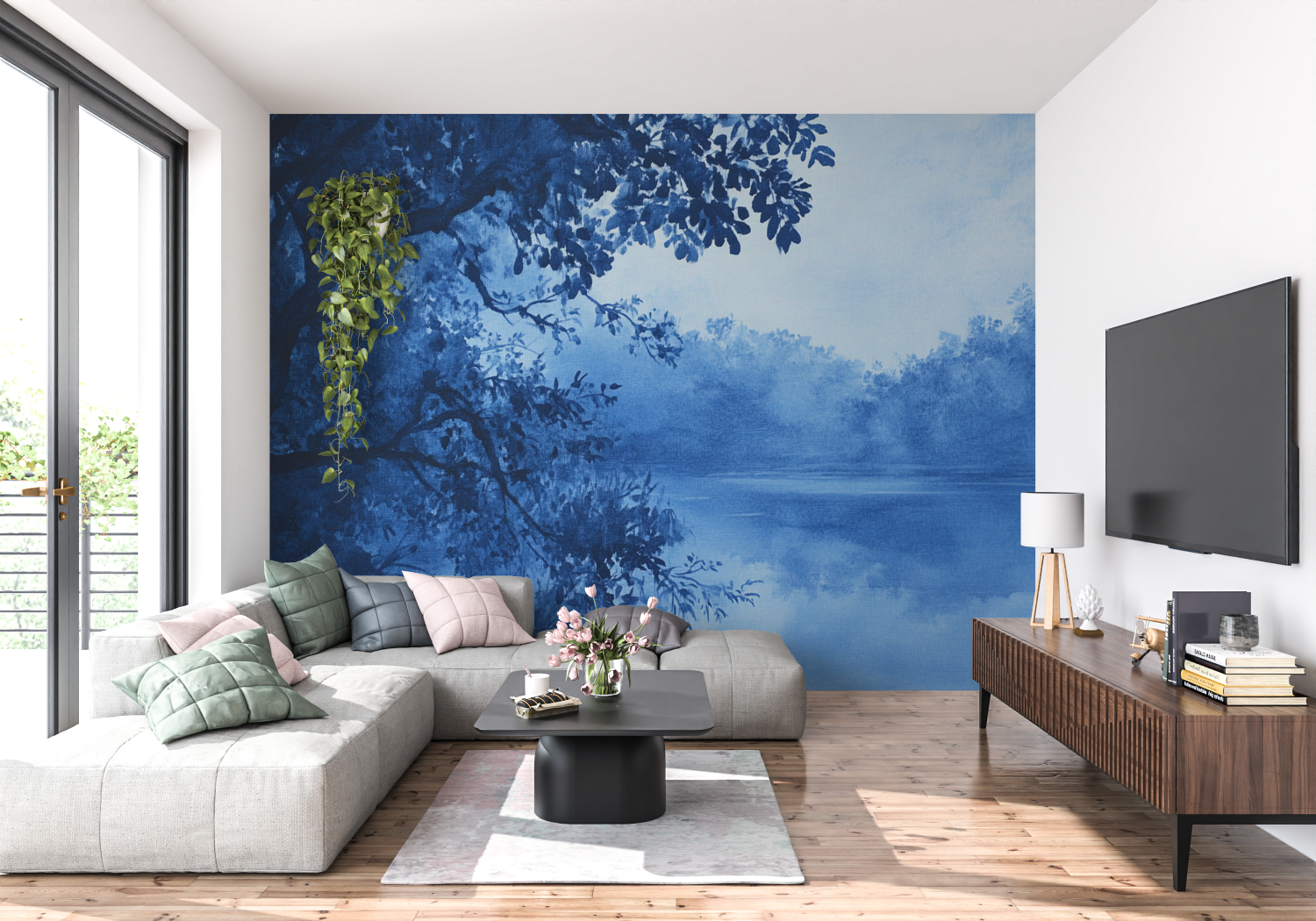 Panoramic Blue Landscape Wallpaper