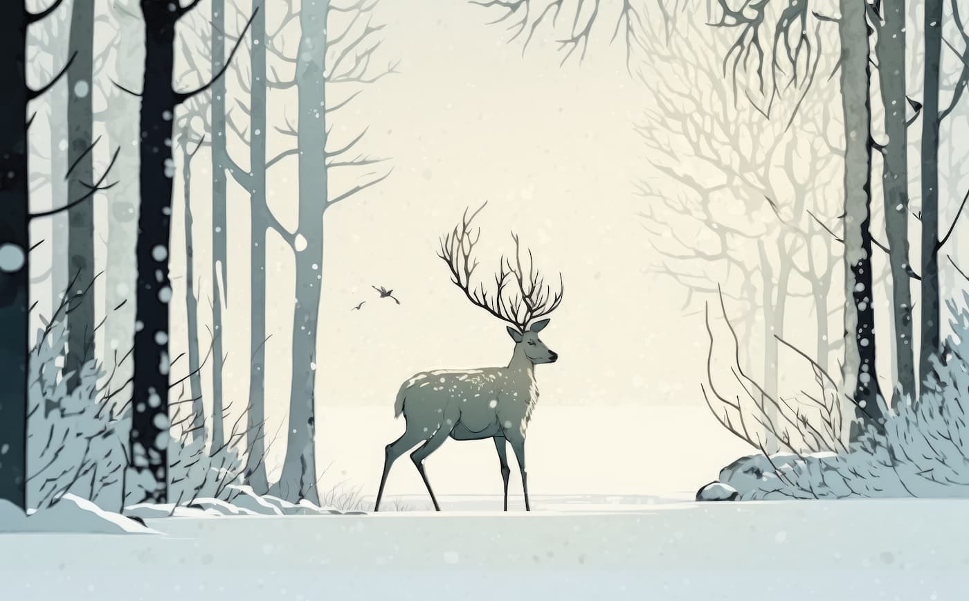 Animal Wallpaper - Lonely Deer in White Country