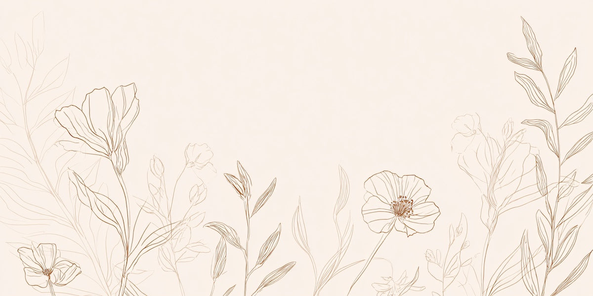 Papier peint fleuri - croquis herbes folles