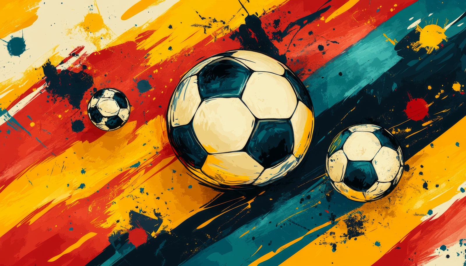 Papier peint sport – Ballons de football colorés