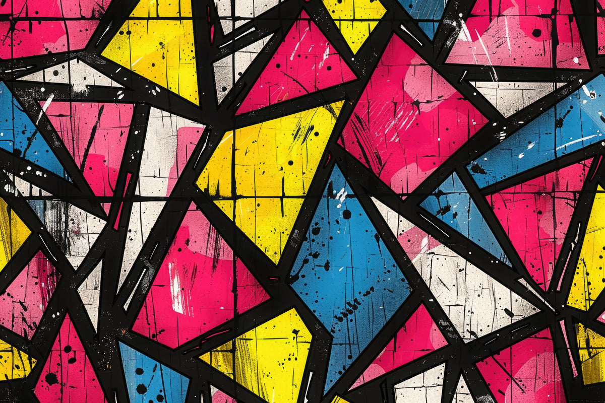 Papier peint géométrique - Motif coloré urbain