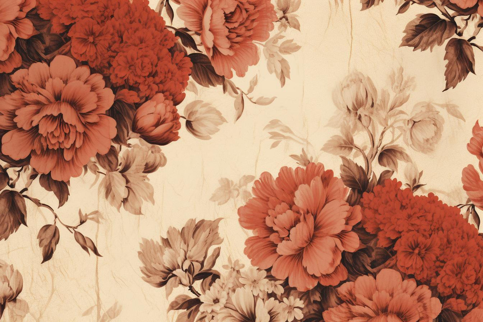 Papier peint floral – Bouquet romantique aux tons terracotta