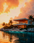 Landscape wallpaper – Modern villa at sunset