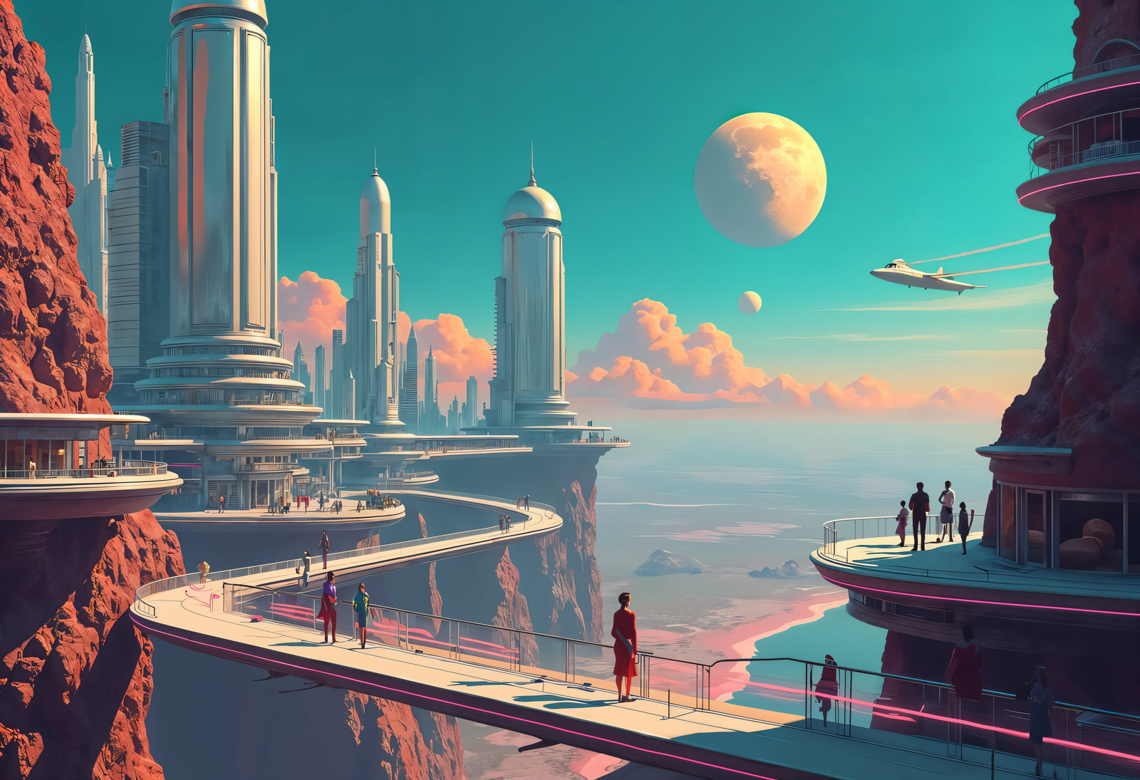 Papier Peint Paysage Futuriste - Cité Cosmos