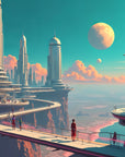 Papier Peint Paysage Futuriste - Cité Cosmos