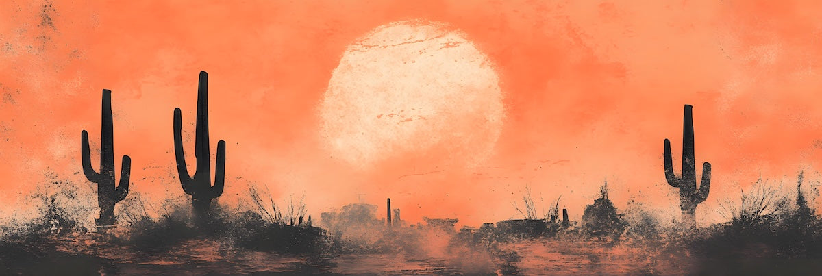 Papier peint déserts - oasis cactus crépuscule