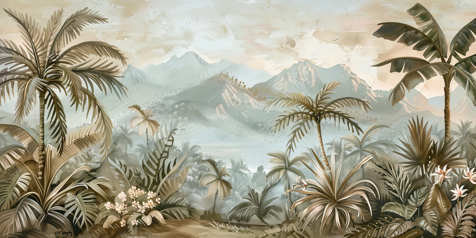 Jungle wallpaper – Illustrated tropical landscape