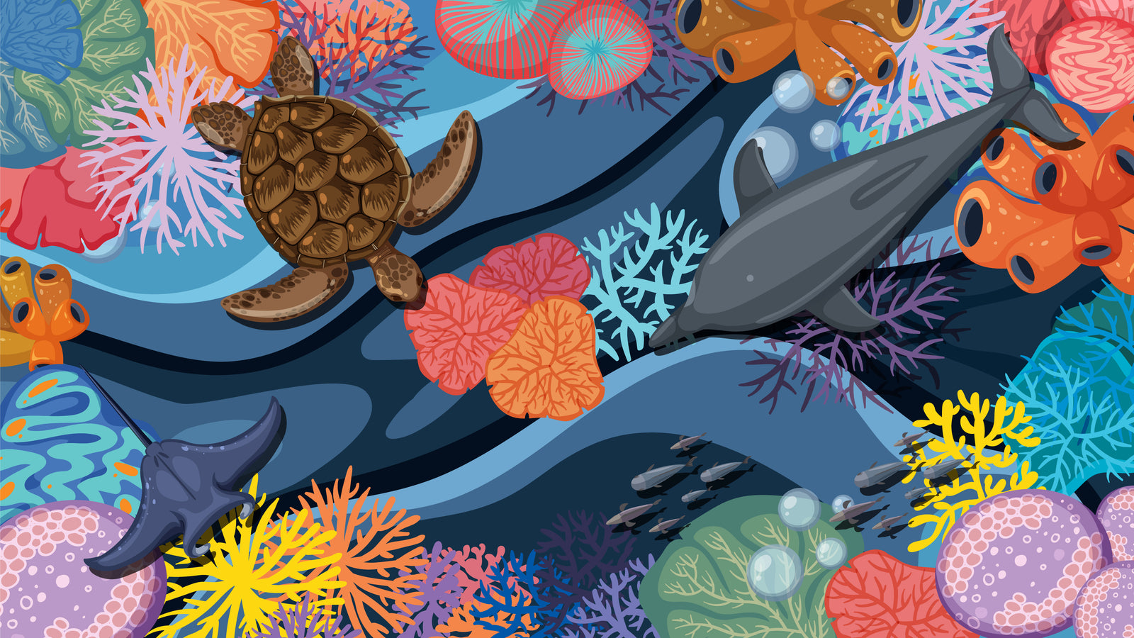 Children's wallpaper – Colorful marine world
