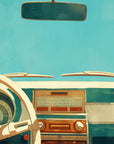Vintage Car Wallpaper - Retro Blue Dashboard