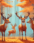 Papier Peint Nature - Cerfs Et Biche En Harmonie