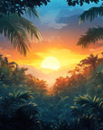 Papier Peint Jungle - Coucher De Soleil