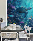 Papier Peint Aquatique - Plante Et Tortue Sous-Marine