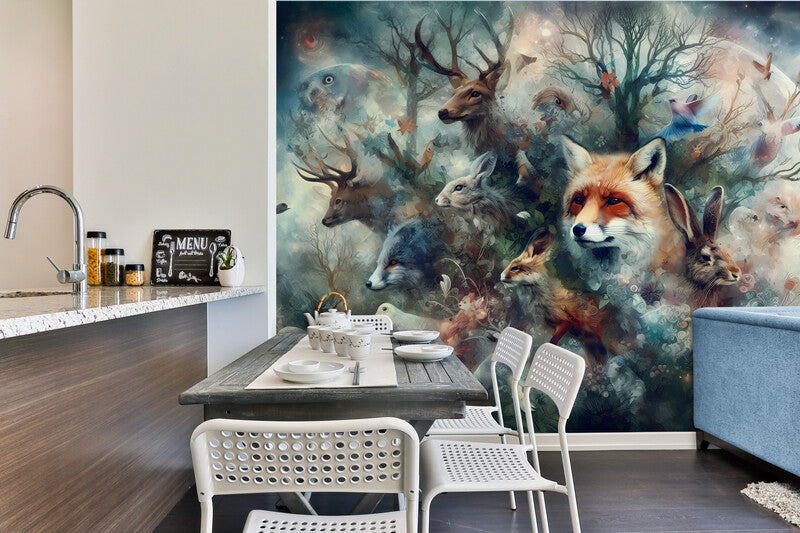 Papier Peint Artistique - Animaux De La Forêt