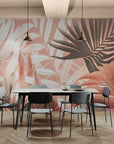 Papier Peint Design - Feuillage Tropical Rose