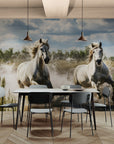 Papier Peint Animaux - Chevaux Blancs