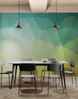 Papier Peint Géométrique - Triangles Jaune Bleu Et Vert