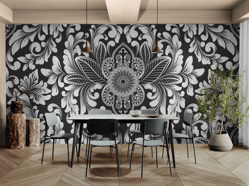Papier Peint Baroque - Noir Et Blanc