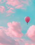 Papier Peint Enfant - Montgolfières Et Ciel Rose