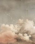 Papier peint nature - grands nuages roses et blancs