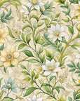 Papier peint fleuri - tapisserie rétro de roses blanches