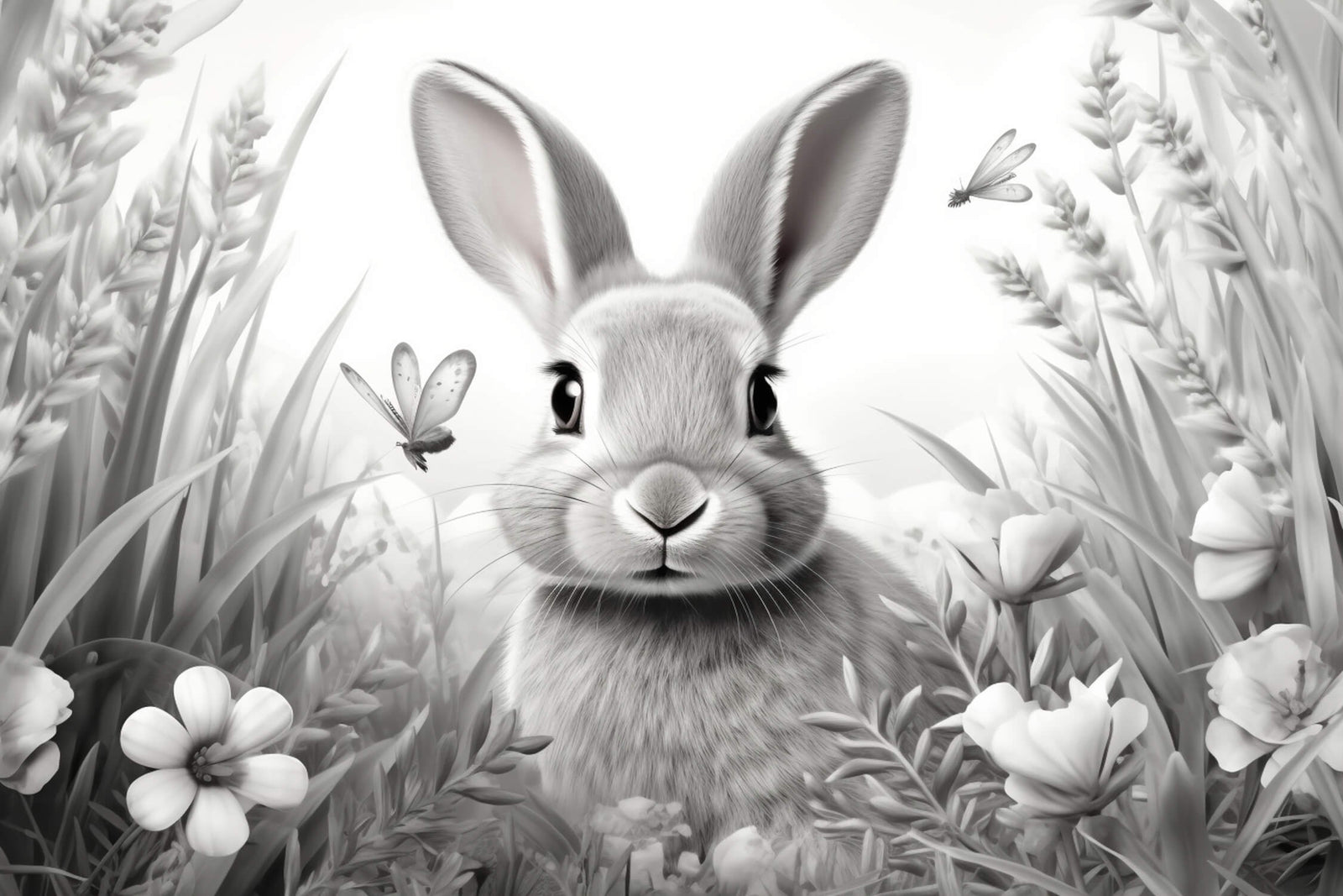 Black and White Wallpaper - Curious Rabbit
