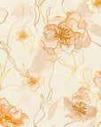 Floral Wallpaper - Golden Cherry Blossoms on a Cream Background